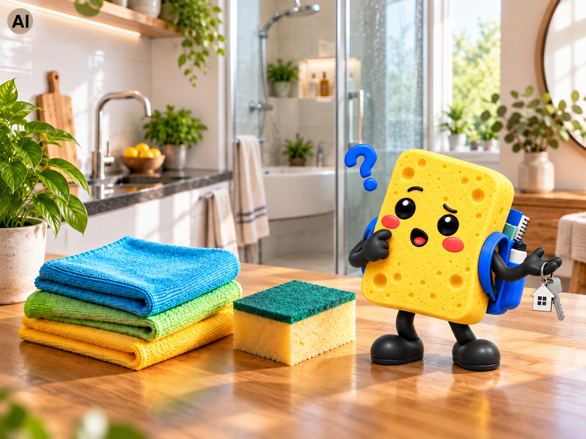 Mikrofasertuch oder Schwamm? Welches Reinigungstool passt zu welcher Oberfläche? 🧽