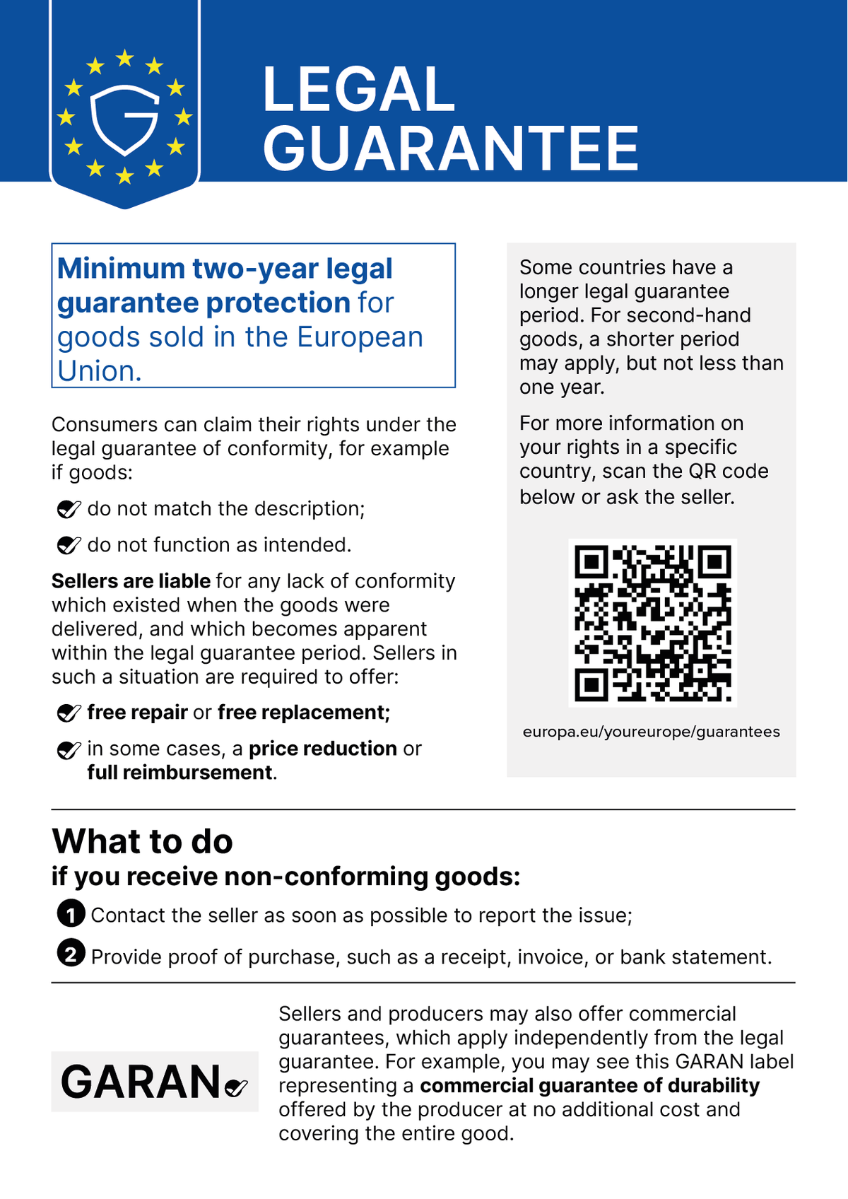 Notice on the legal guarantee