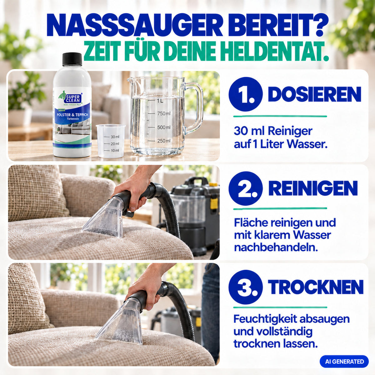 Polsterreiniger für Textilien, Teppiche & Auto