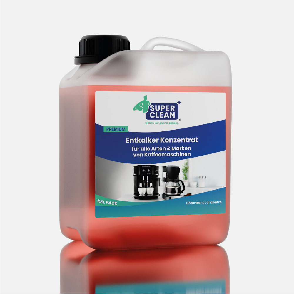 SUPER CLEAN Entkalker Konzentrat 10 L für Kaffeemaschinen vor weißem Hintergrund