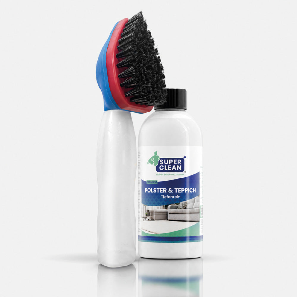 SUPER CLEAN Polster- und Teppichreiniger 500 ml mit Shampoonierbürste fürs Auftragen