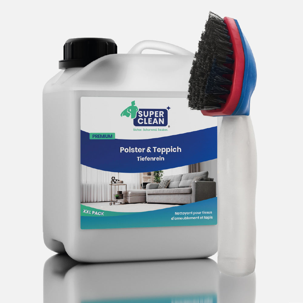 SUPER CLEAN Polster- und Teppichreiniger 10 L mit Shampoonierbürste fürs Auftragen