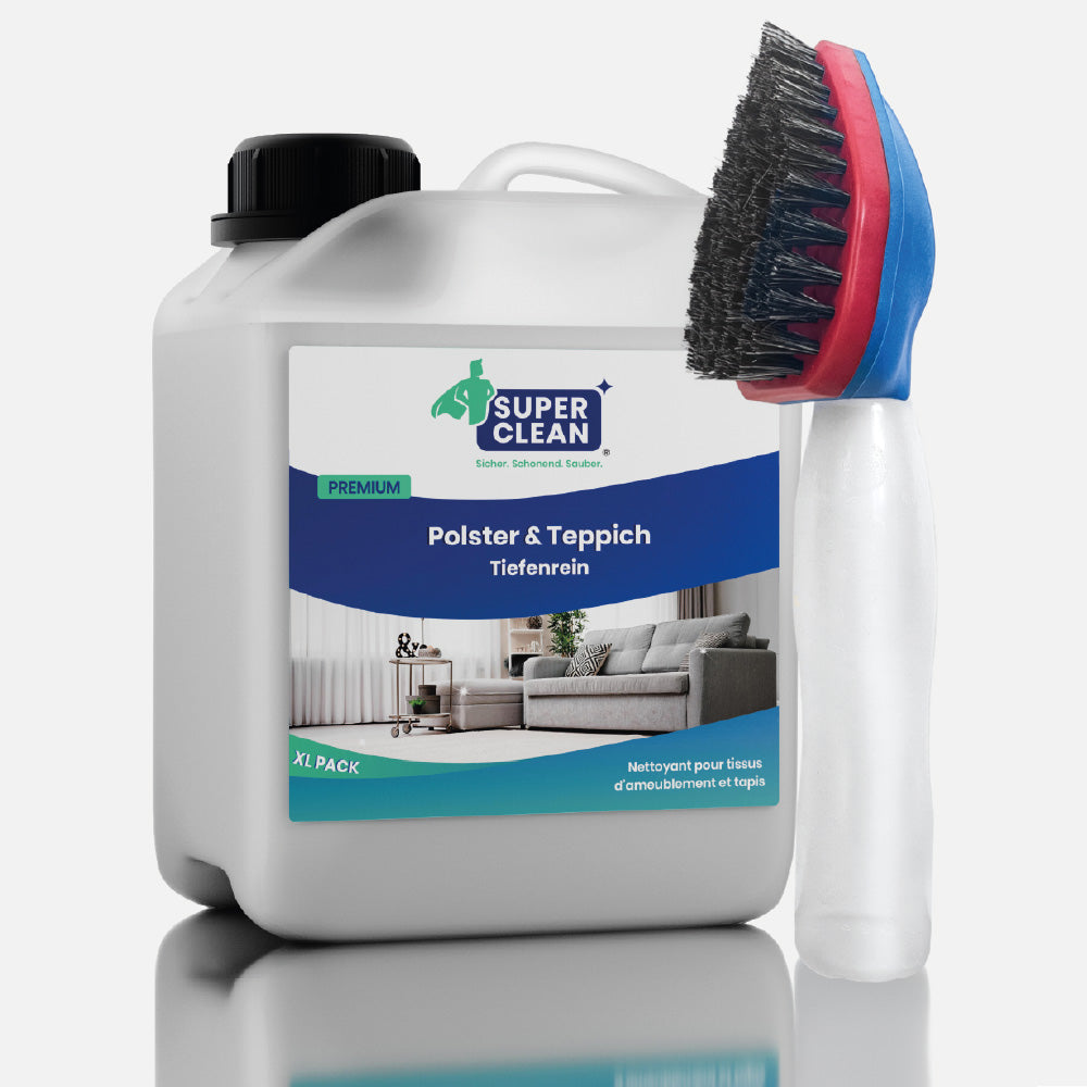 SUPER CLEAN Polster- und Teppichreiniger 2 L mit Shampoonierbürste fürs Auftragen