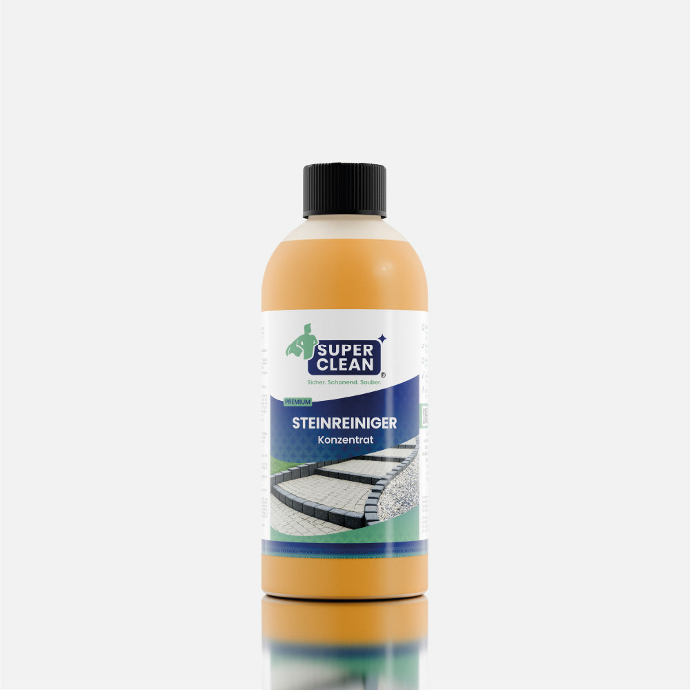 SUPER CLEAN Steinreiniger Konzentrat 500 ml vor hellgrauem Hintergrund