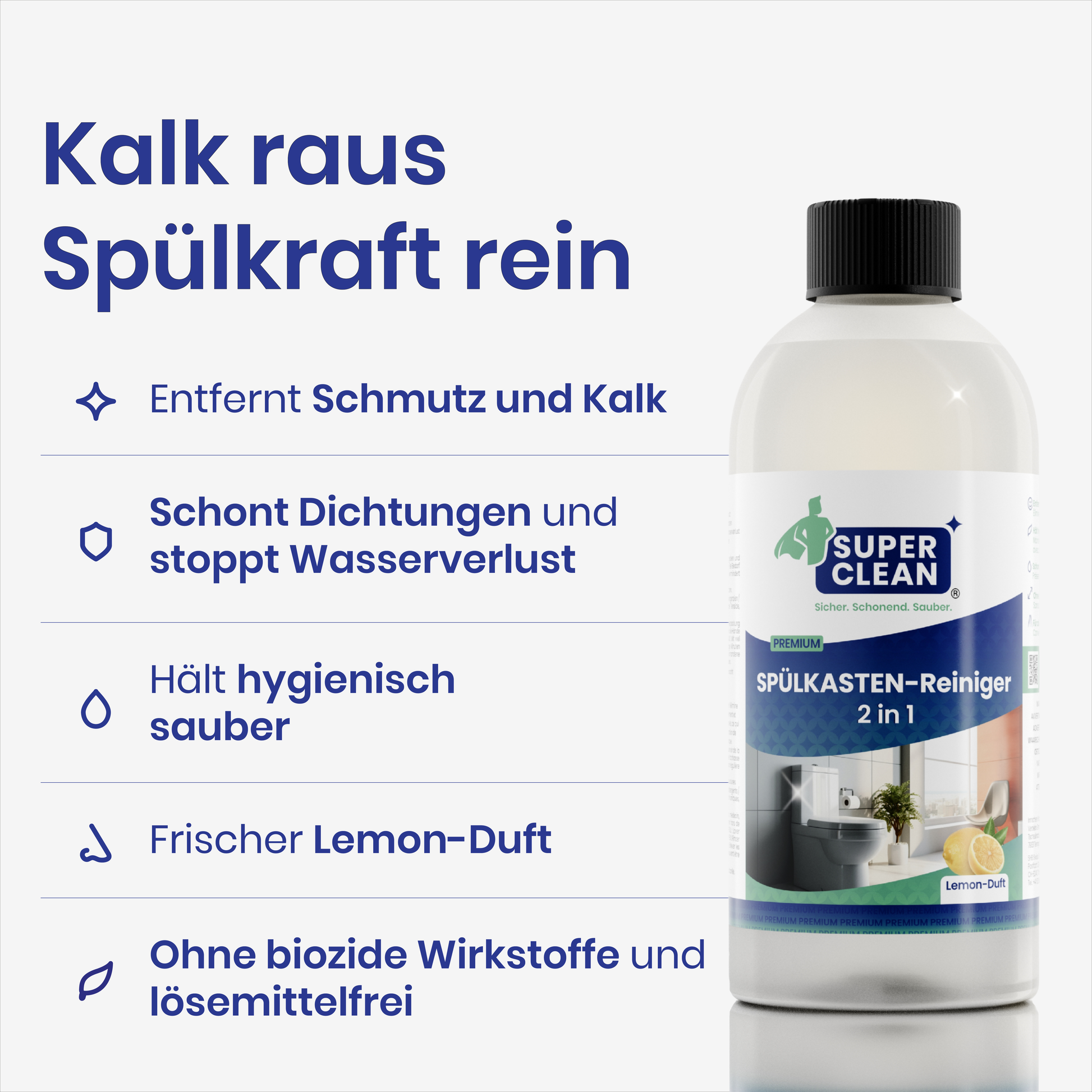 Spülkastenreiniger 2,5L Toilettenspülkasten Entkalker Kalklöser WC, Spülkästen E - Foto 7