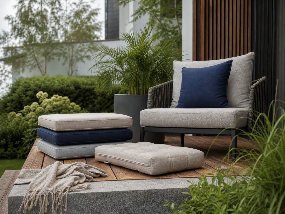 Gartenstuhl mit textilen Auflagen